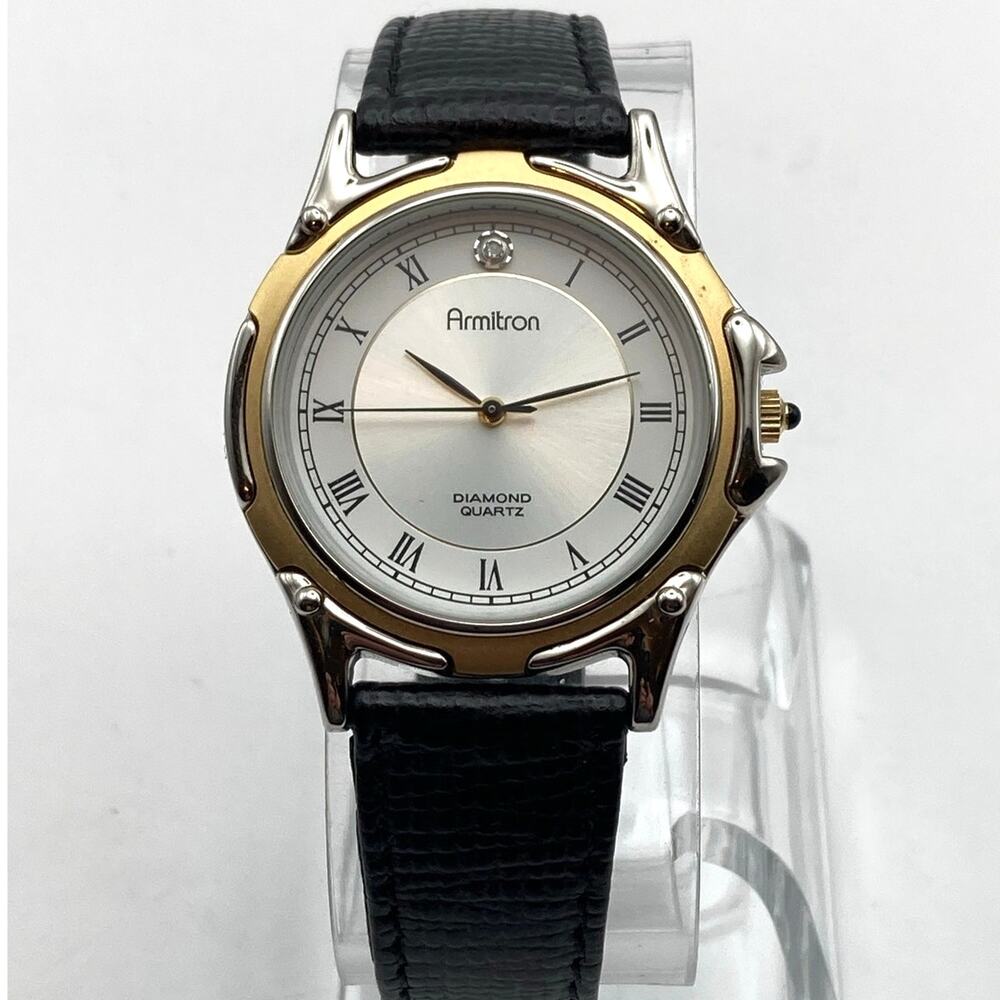 Armitron Diamond 20/2681 Quartz Men's Watch 35mm - New Battery - Adjustable Mint
